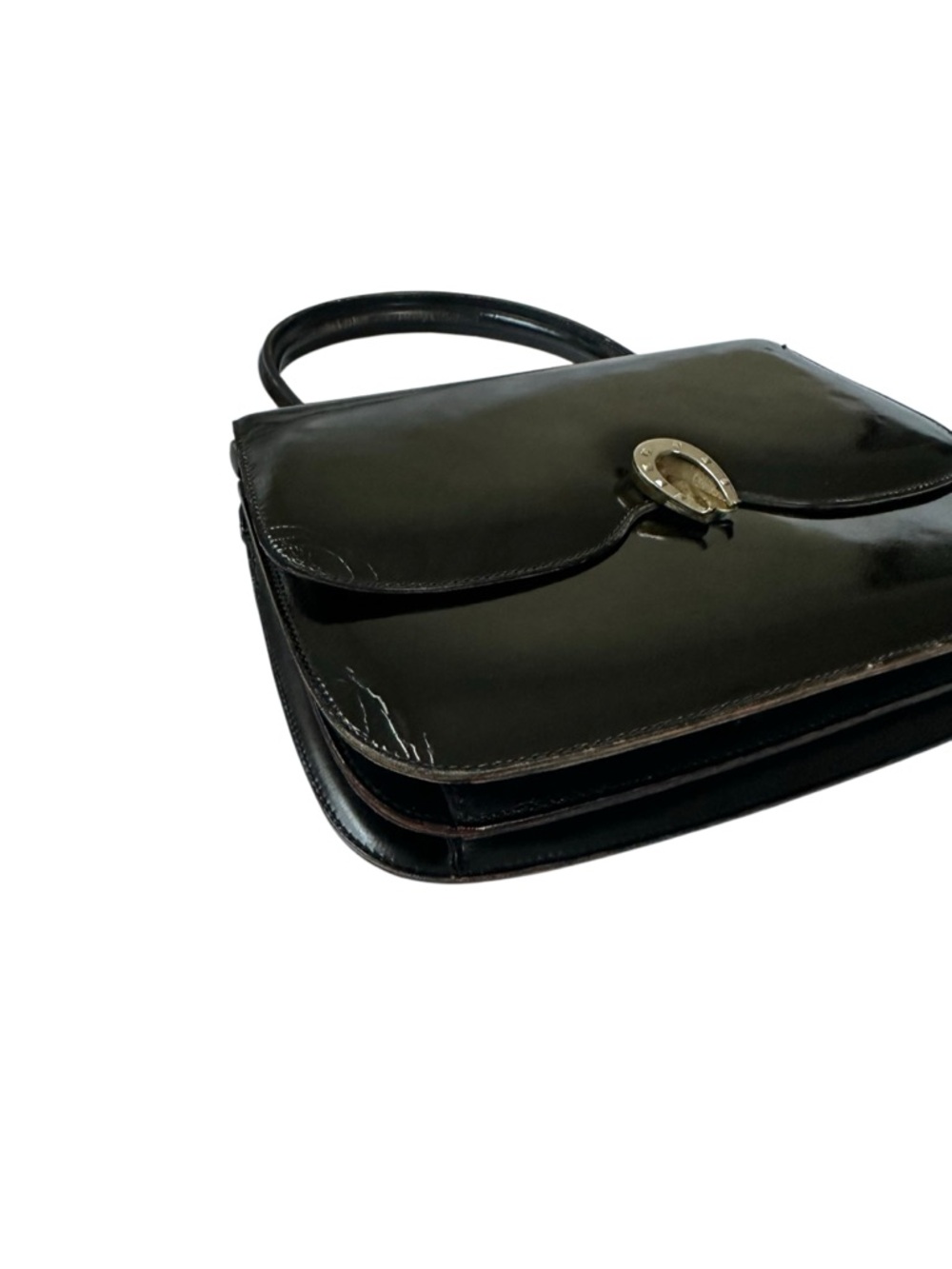 Gucci Black Patent Shoulder Bag with Bamboo Accent - Picture 4 of 14